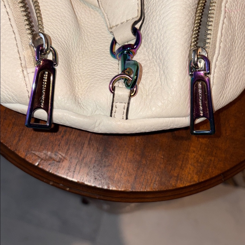 Rebecca Minkoff mini backpack for Women cream pebbled leather holographic HW - Picture 16 of 17